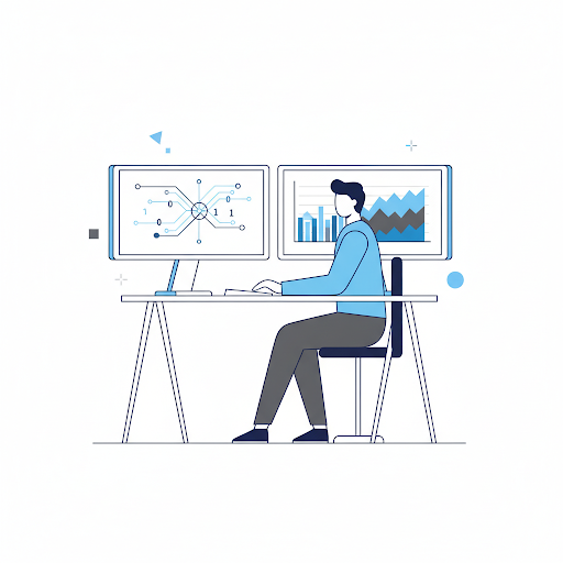 Professional software engineer working at a modern workstation